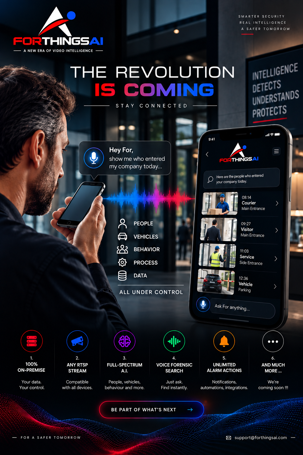 FORTHINGS AI: The Revolution Is Coming. Smart security powered by AI, with voice forensic search and security event monitoring.